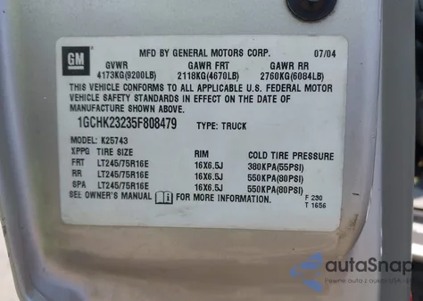 2005 Chevrolet Silverado 2500Hd Lt z USA, uszkodzony, nr VIN 1GCHK23235F808479